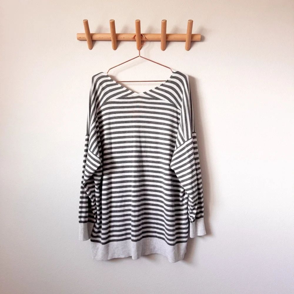 Loft Gray Striped Tunic Sweater - Picture 5 of 5